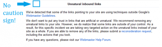 google backlinks warnings